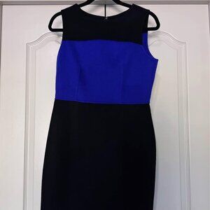 Talbots Petites Blue & Black Wool Colorblock Shift Dress | Size 6P